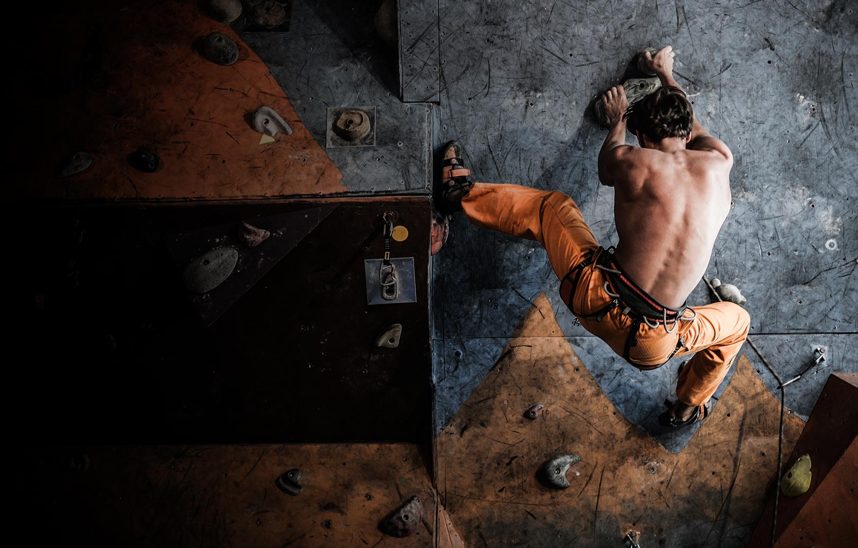 Climber on an indoor climbing wall